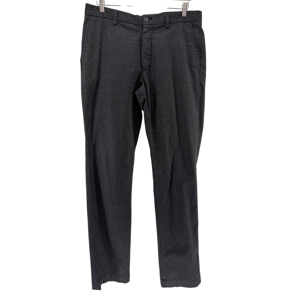 Banana Republic Aiden Fit Mens Chinos 33x34 Dark Gray Micro Check‎ Slim Pants